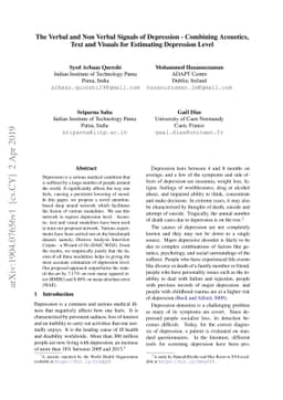 The Verbal and Non Verbal Signals of Depression -- Combining Acoustics,
  Text and Visuals for Estimating Depression Level