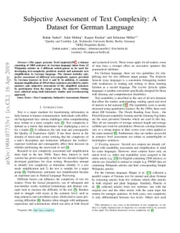 Subjective Assessment of Text Complexity: A Dataset for German Language