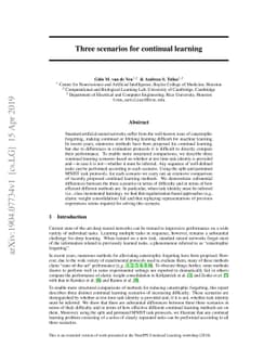 Three scenarios for continual learning