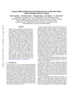 Energy-Efficient Slithering Gait Exploration for a Snake-like Robot
  based on Reinforcement Learning