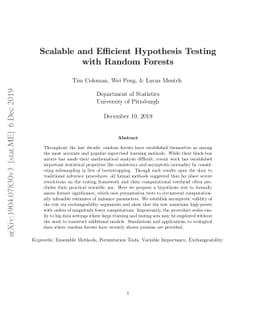 Scalable and Efficient Hypothesis Testing with Random Forests