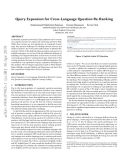 Query Expansion for Cross-Language Question Re-Ranking