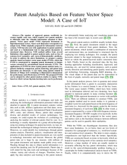 Patent Analytics Based on Feature Vector Space Model: A Case of IoT