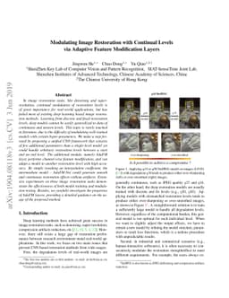 Modulating Image Restoration with Continual Levels via Adaptive Feature
  Modification Layers