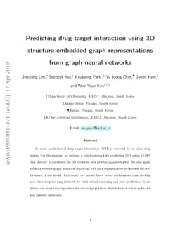 Predicting drug-target interaction using 3D structure-embedded graph
  representations from graph neural networks