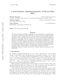 X-Armed Bandits: Optimizing Quantiles, CVaR and Other Risks