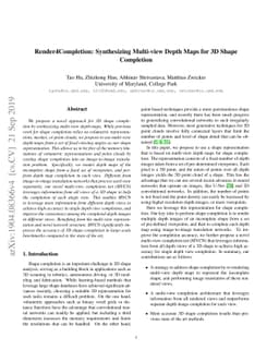 Render4Completion: Synthesizing Multi-View Depth Maps for 3D Shape
  Completion
