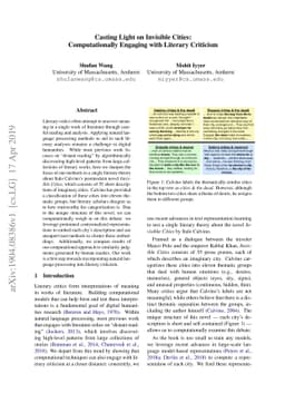 Casting Light on Invisible Cities: Computationally Engaging with
  Literary Criticism