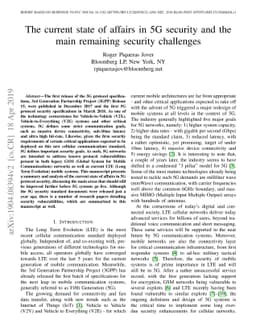 The current state of affairs in 5G security and the main remaining
  security challenges
