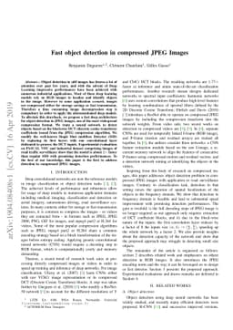 Fast object detection in compressed JPEG Images