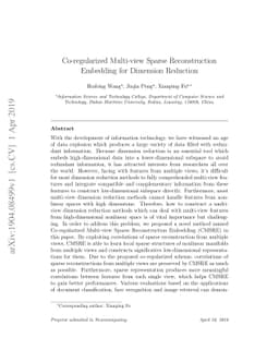 Co-regularized Multi-view Sparse Reconstruction Embedding for Dimension
  Reduction