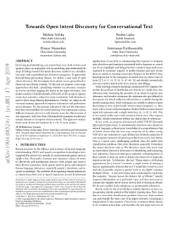 Towards Open Intent Discovery for Conversational Text