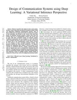 Design of Communication Systems using Deep Learning: A Variational
  Inference Perspective