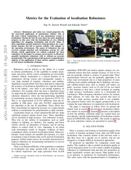 Metrics for the Evaluation of localisation Robustness