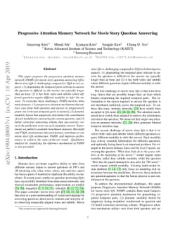 Progressive Attention Memory Network for Movie Story Question Answering