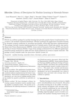 DScribe: Library of Descriptors for Machine Learning in Materials
  Science