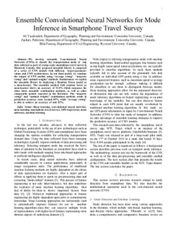 Ensemble Convolutional Neural Networks for Mode Inference in Smartphone
  Travel Survey