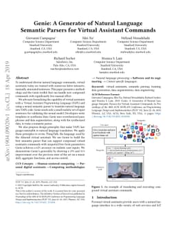Genie: A Generator of Natural Language Semantic Parsers for Virtual
  Assistant Commands