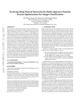 Evolving Deep Neural Networks by Multi-objective Particle Swarm
  Optimization for Image Classification