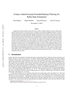 Contact-Aided Invariant Extended Kalman Filtering for Robot State
  Estimation