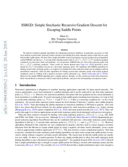 SSRGD: Simple Stochastic Recursive Gradient Descent for Escaping Saddle
  Points