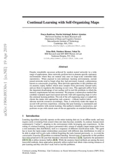 Continual Learning with Self-Organizing Maps
