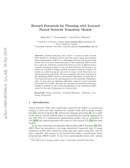 Reward Potentials for Planning with Learned Neural Network Transition
  Models
