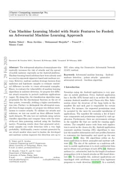 Can Machine Learning Model with Static Features be Fooled: an
  Adversarial Machine Learning Approach