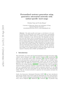Personalized sentence generation using generative adversarial networks
  with author-specific word usage