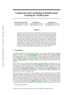 Compression and Localization in Reinforcement Learning for ATARI Games