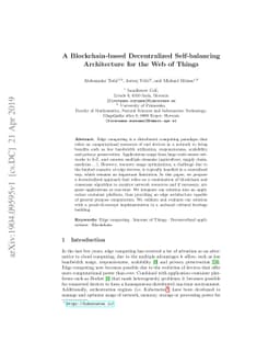 A Blockchain-based Decentralized Self-balancing Architecture for the Web
  of Things