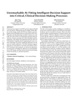 Unremarkable AI: Fitting Intelligent Decision Support into Critical,
  Clinical Decision-Making Processes
