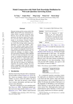Model Compression with Multi-Task Knowledge Distillation for Web-scale
  Question Answering System