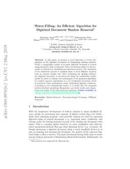 Water-Filling: An Efficient Algorithm for Digitized Document Shadow
  Removal