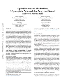 Optimization and Abstraction: A Synergistic Approach for Analyzing
  Neural Network Robustness
