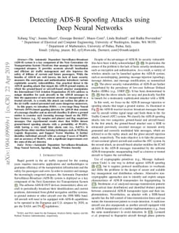 Detecting ADS-B Spoofing Attacks using Deep Neural Networks