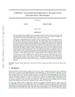 UDFNet: Unsupervised Disparity Fusion with Adversarial Networks