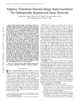 Adaptive Transform Domain Image Super-resolution Via Orthogonally
  Regularized Deep Networks