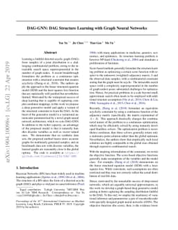 DAG-GNN: DAG Structure Learning with Graph Neural Networks
