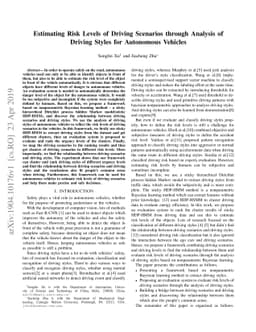 Estimating Risk Levels of Driving Scenarios through Analysis of Driving
  Styles for Autonomous Vehicles