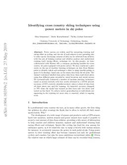 Identifying cross country skiing techniques using power meters in ski
  poles