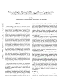 Understanding the efficacy, reliability and resiliency of computer
  vision techniques for malware detection and future research directions