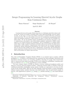 Integer Programming for Learning Directed Acyclic Graphs from Continuous
  Data