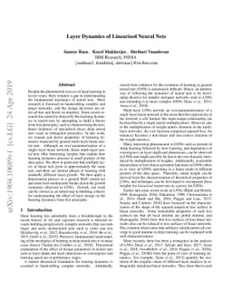 Layer Dynamics of Linearised Neural Nets