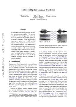 End-to-End Spoken Language Translation