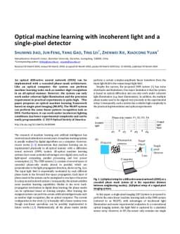 Optical machine learning with incoherent light and a single-pixel
  detector