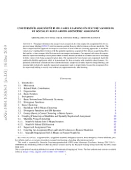 Unsupervised Assignment Flow: Label Learning on Feature Manifolds by
  Spatially Regularized Geometric Assignment