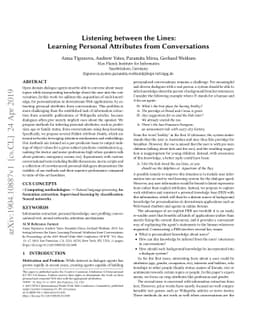 Listening between the Lines: Learning Personal Attributes from
  Conversations
