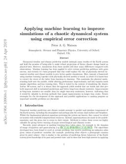Applying machine learning to improve simulations of a chaotic dynamical
  system using empirical error correction