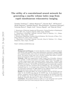 The utility of a convolutional neural network for generating a myelin
  volume index map from rapid simultaneous relaxometry imaging